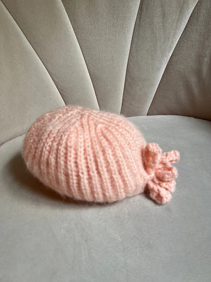 Bonnet en laine douce vintage fait main - photo numéro 2