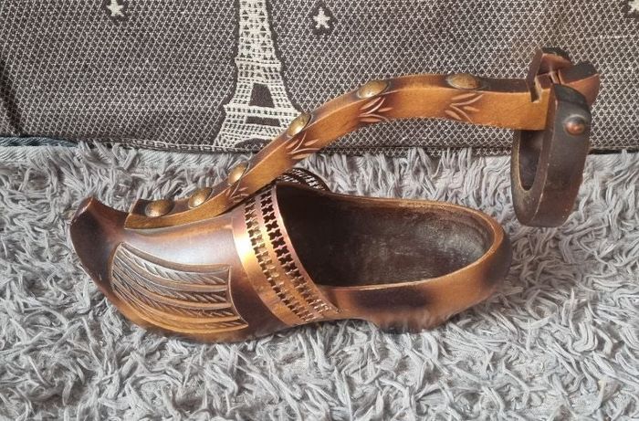 Porte bouteille en bois forme de sabot vintage - photo numéro 1