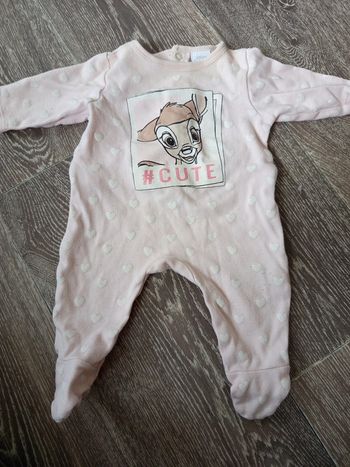 Pyjama Bambi Disney 1 mois rose pâle