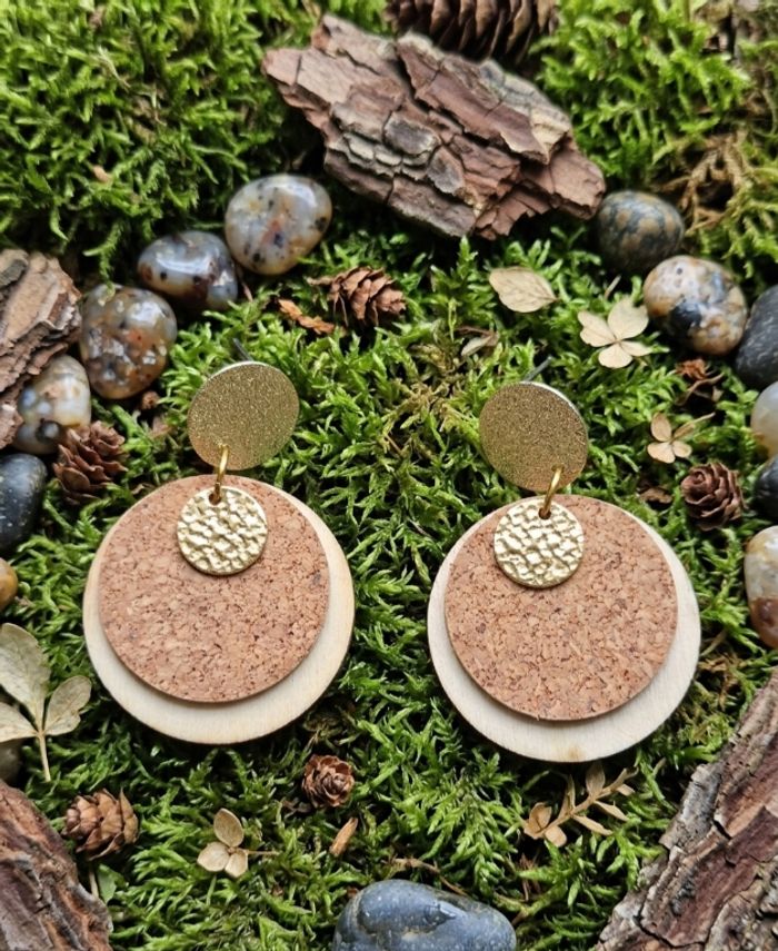 Boucles d’oreilles "Écorce & Or" - photo numéro 1
