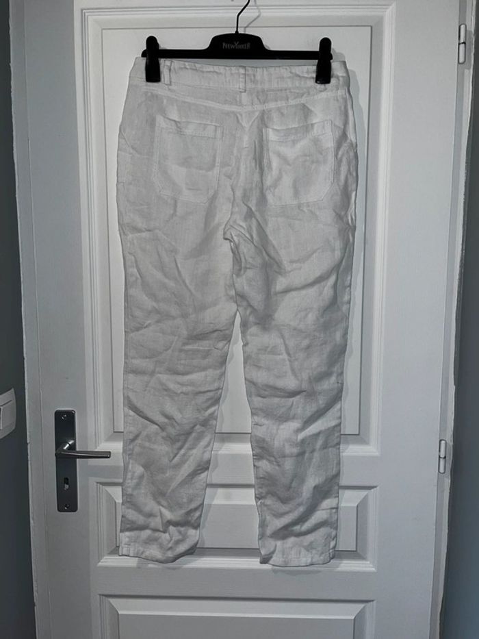 Pantalon en lin blanc, taille M - photo numéro 3