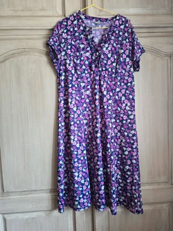 Robe colorée et fleurie bleu bonheur taille 44