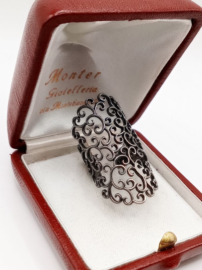 Anello donna argento 925 traforato effetto filigrana regolabile a partire da misura 12 - photo numéro 6