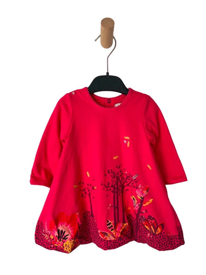 (NEUF) Robe à manches longues rose fuchsia - Catimini 6 mois (68cm) - photo numéro 2