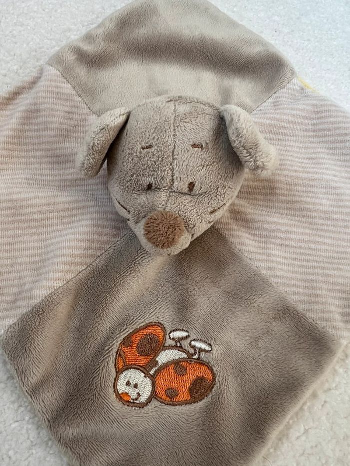 Doudou plat souris Bengy beige et jaune - photo numéro 2