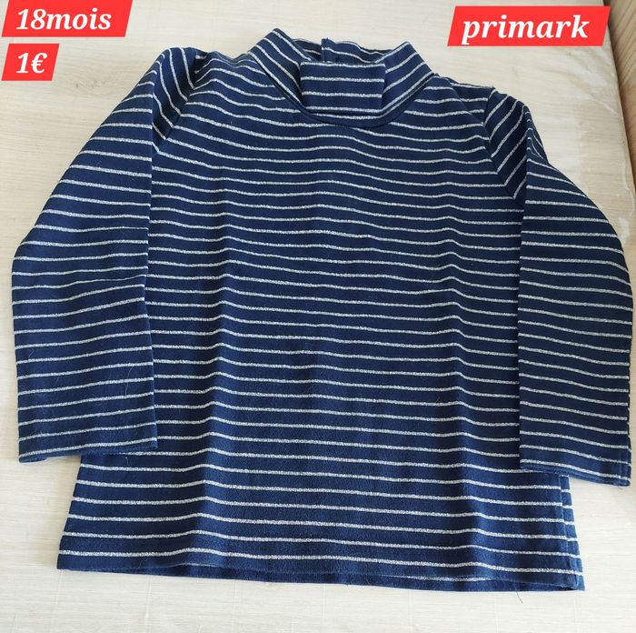 Sous pull bleu à rayures fille 18mois