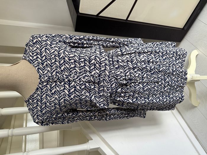 Robe Mango crème et bleu marine à manches longues - photo numéro 2