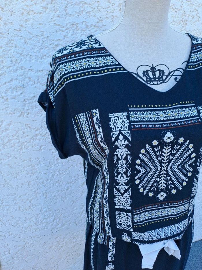 Robe été droite noire imprimé ethnique t. M Promod - photo numéro 3