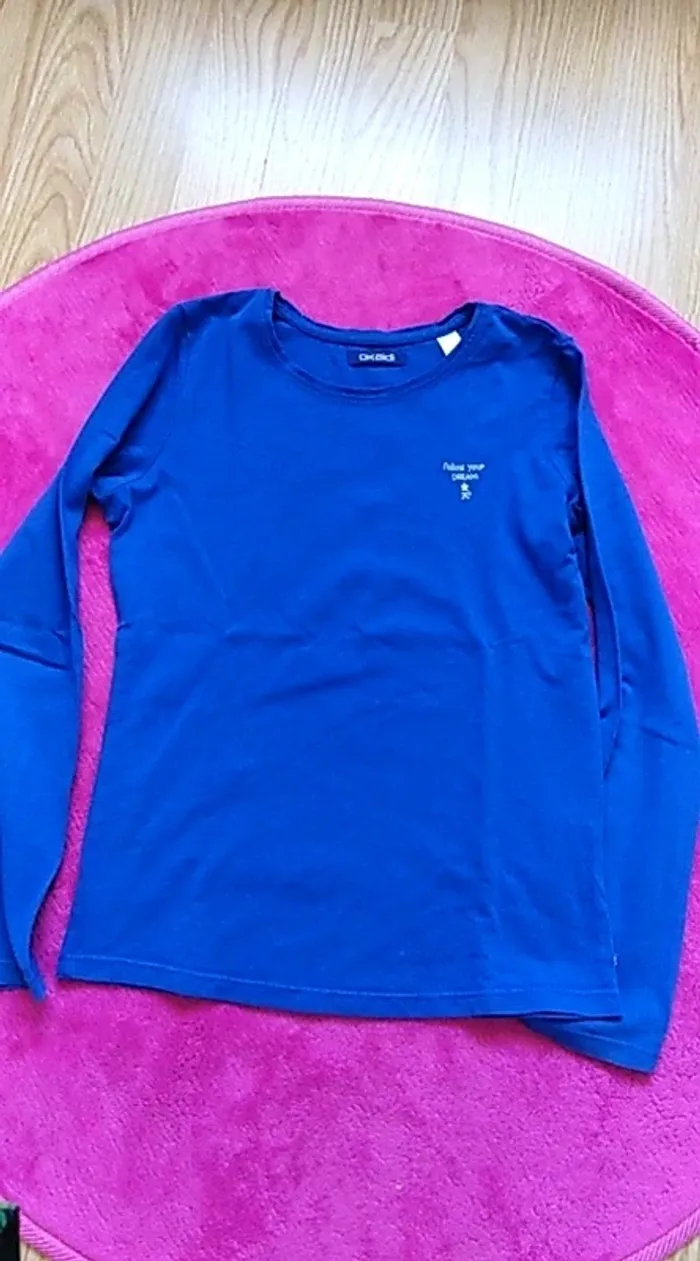 Tee shirt bleu ML Okaidi 10 ans