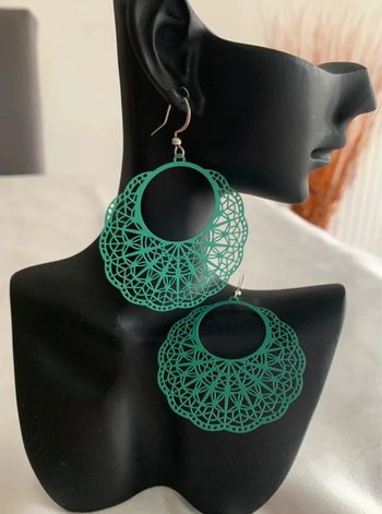 Grandes boucles d’oreilles bohémiennes vertes