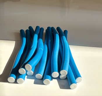 Lot 12 bigoudis flexibles bleu en mousse