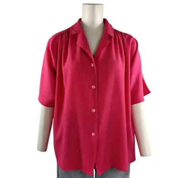 Chemise vintage rose fuchsia Daniel Duval Paris, coupe droite fluide taille XL estimée A1204