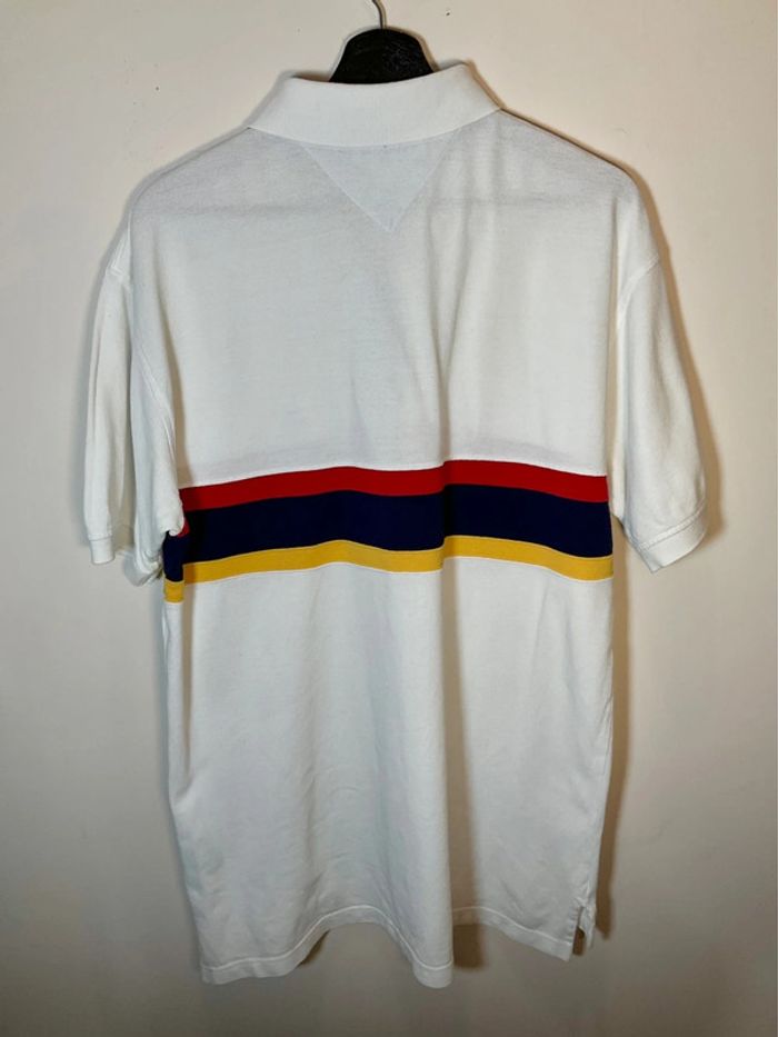 Polo blanc pour homme Tommy Hilfiger logo vintage taille L 025 - photo numéro 2
