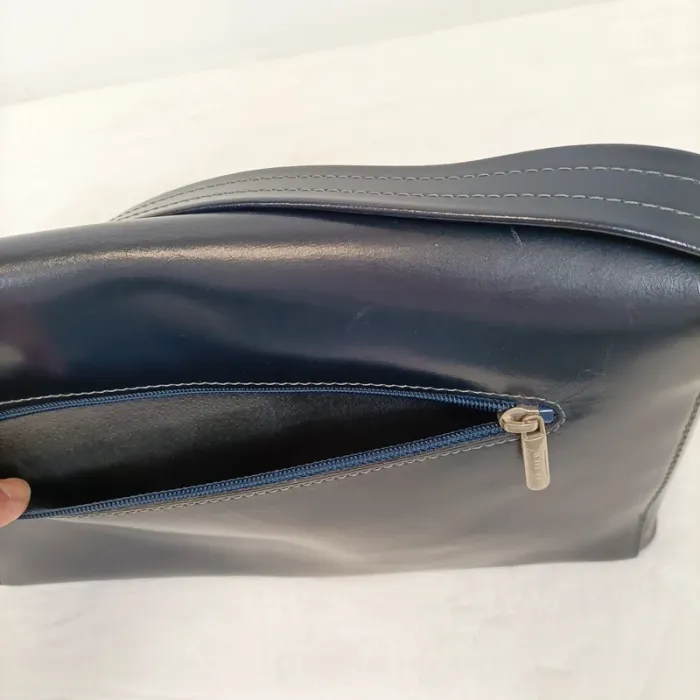 Sac bandoulière bleu marine en cuir lisse vintage Texier S004 - photo numéro 7