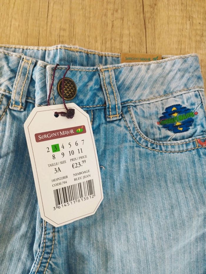 Bermuda short garçon jean bleu clair taille 3 ans Sergent Major - photo numéro 3