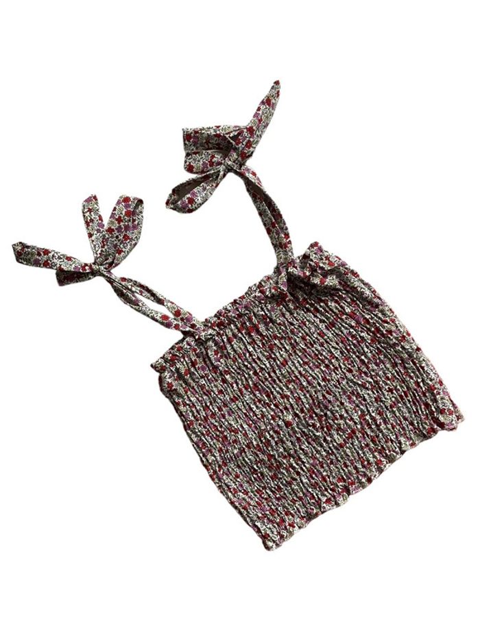 Top à fleurs pour l’été rose et rouge élastique taille S très bon état - photo numéro 2