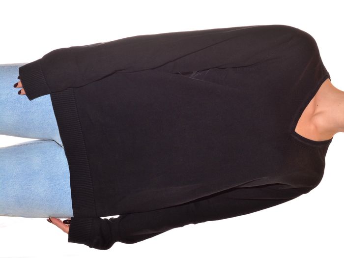 Pull homme noir uni Brice col V manches longues taille L en coton