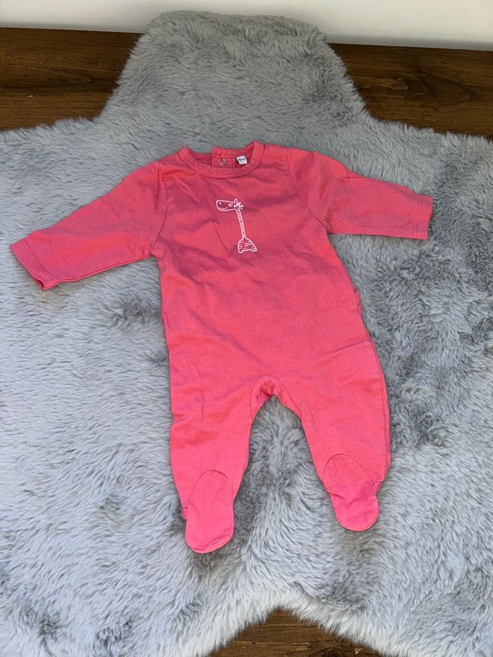Pyjama fin rose girafe - 1 mois