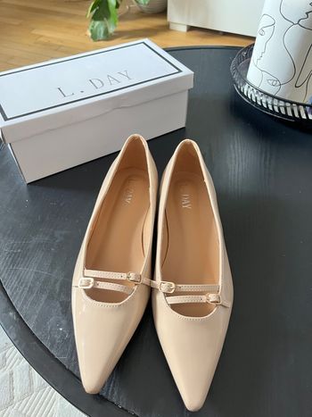 Escarpins, beige, plat