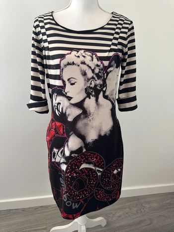 Robe marinière noire blanche et rouge Desigual T38 M