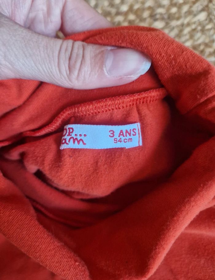Jolie haut à manche longue col rouler orange fille du pareil au même 3 ans 94cm - photo numéro 5