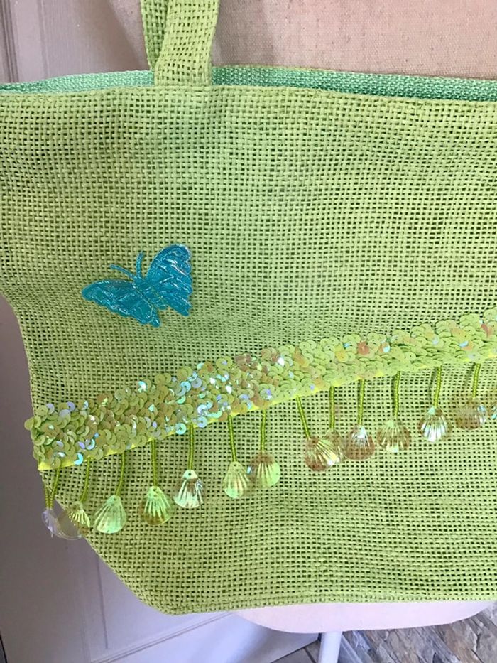 Sac plage sac fourre tout menthe vert clair bleu doubler 41-26 cm - photo numéro 3