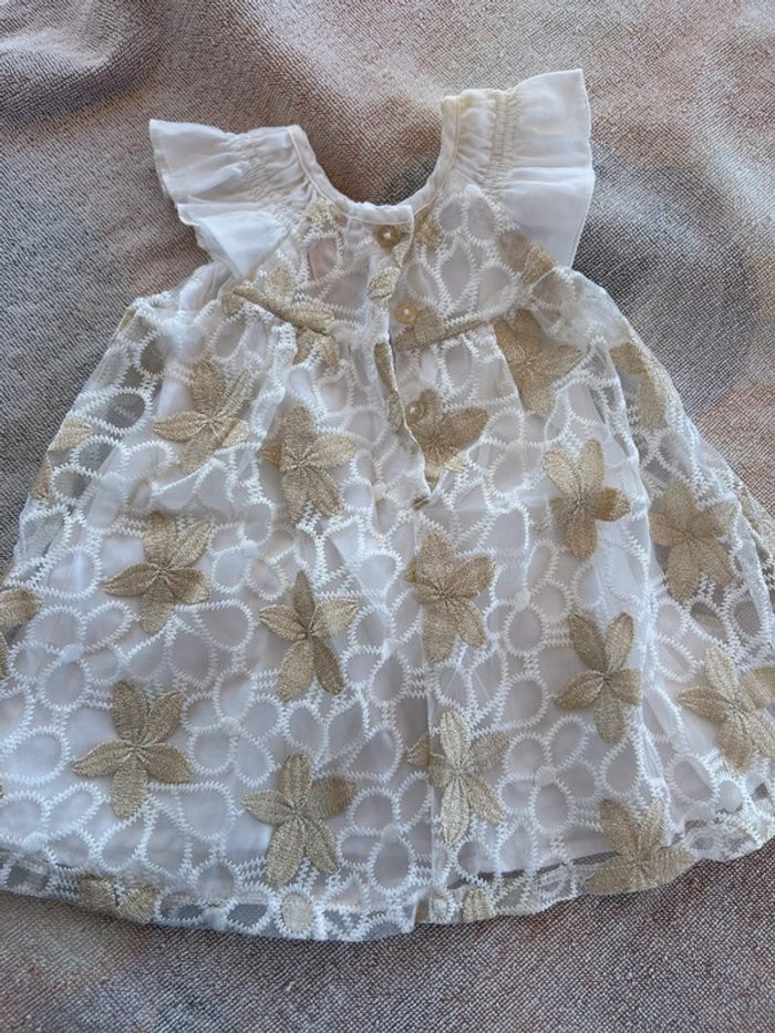 Robe cérémonie bébé fille Orchestra – blanc et doré – 3 mois - photo numéro 2