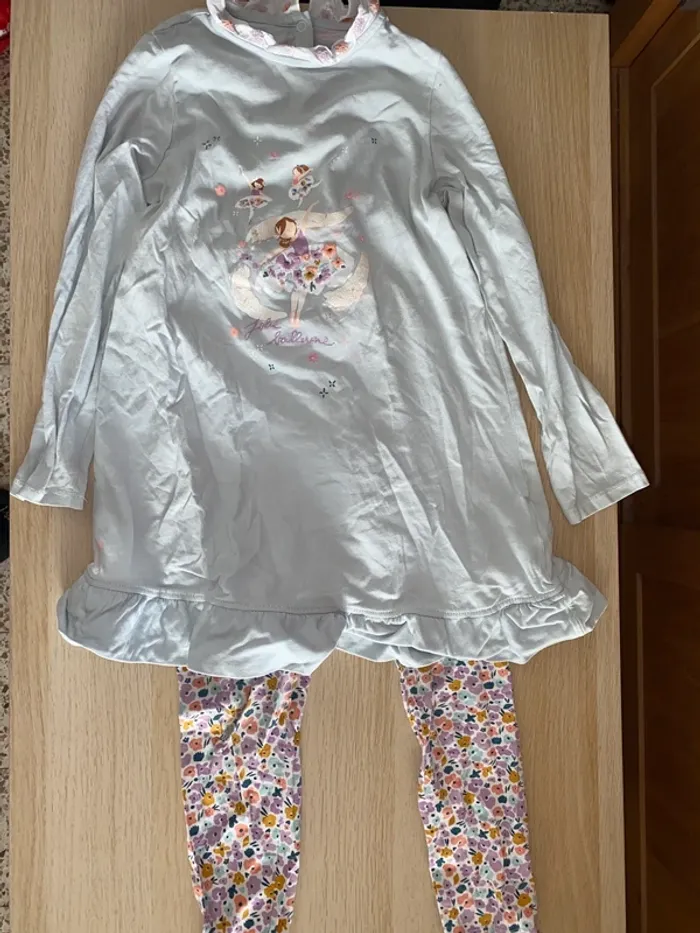 Pyjama 2 pièces chemise nuit sergent major 8 ans fleurs jolie ballerine danseuse