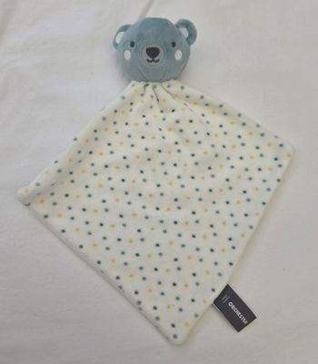 Doudou ours plat losange blanc a pois - Orchestra