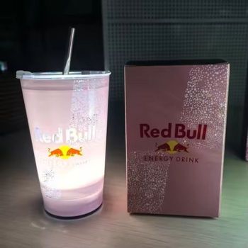 Verre Plastique Redbull Rose Lumineux 420ml