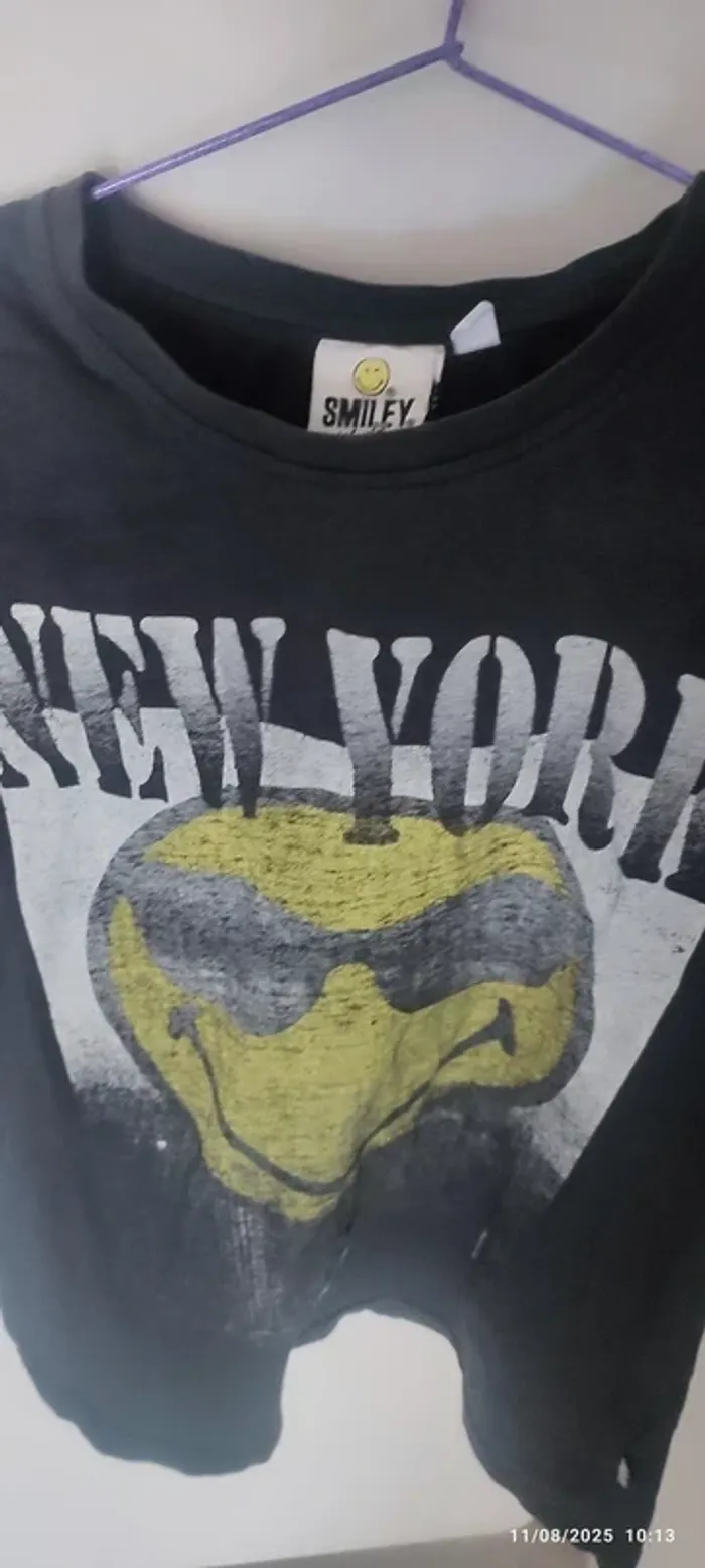 🗽 T-shirt noir Smiley World New York garçon 12 ans - photo numéro 2