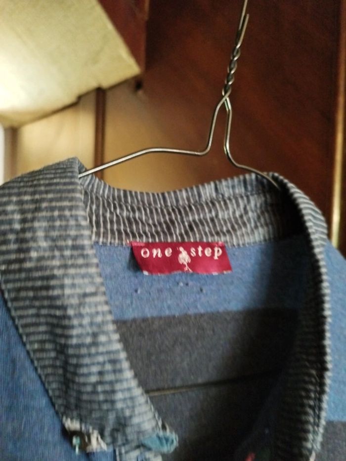 Chemise bleue style patchwork vintage y2k L/40 - photo numéro 4