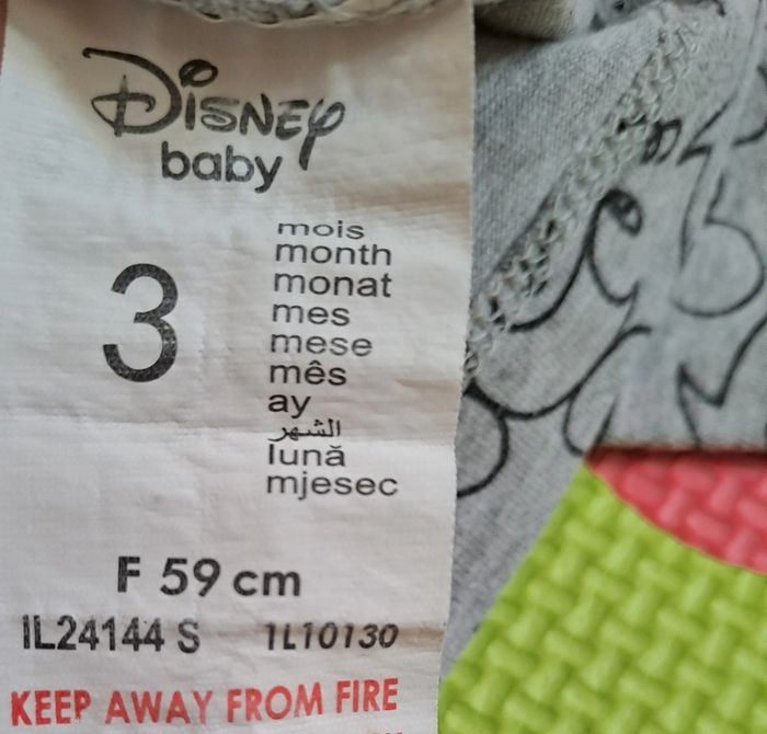 Ensemble t-shirt manches longues jogging Mickey gris, Disney baby, taille 3 mois (59 cm) - photo numéro 5