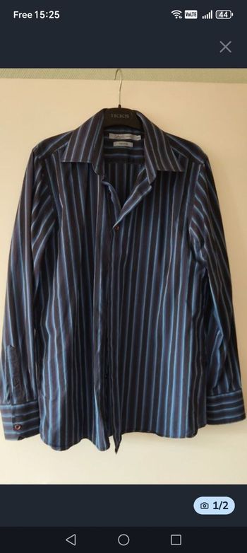 CHEMISE homme L noir/bleu TBE 