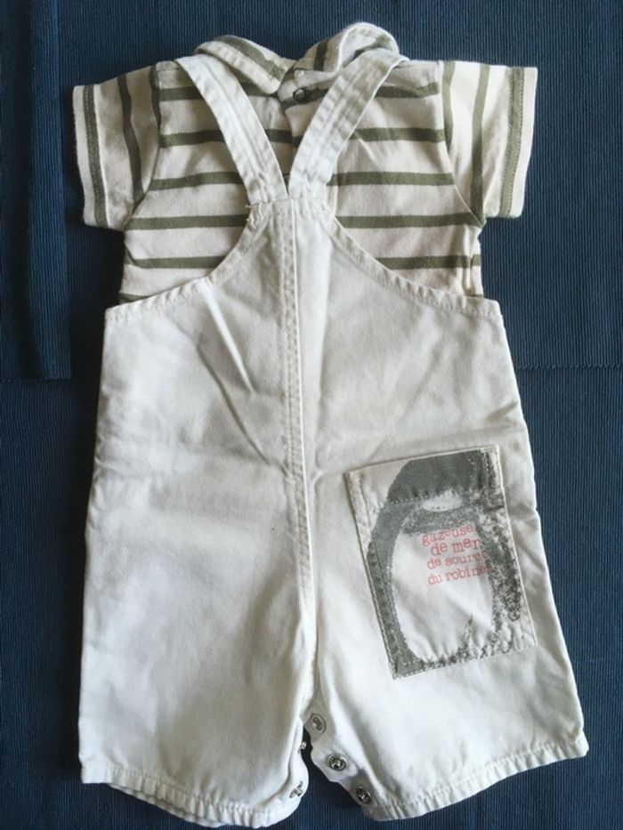 Ensemble salopette et polo Petit Bateau 3mois - photo numéro 2