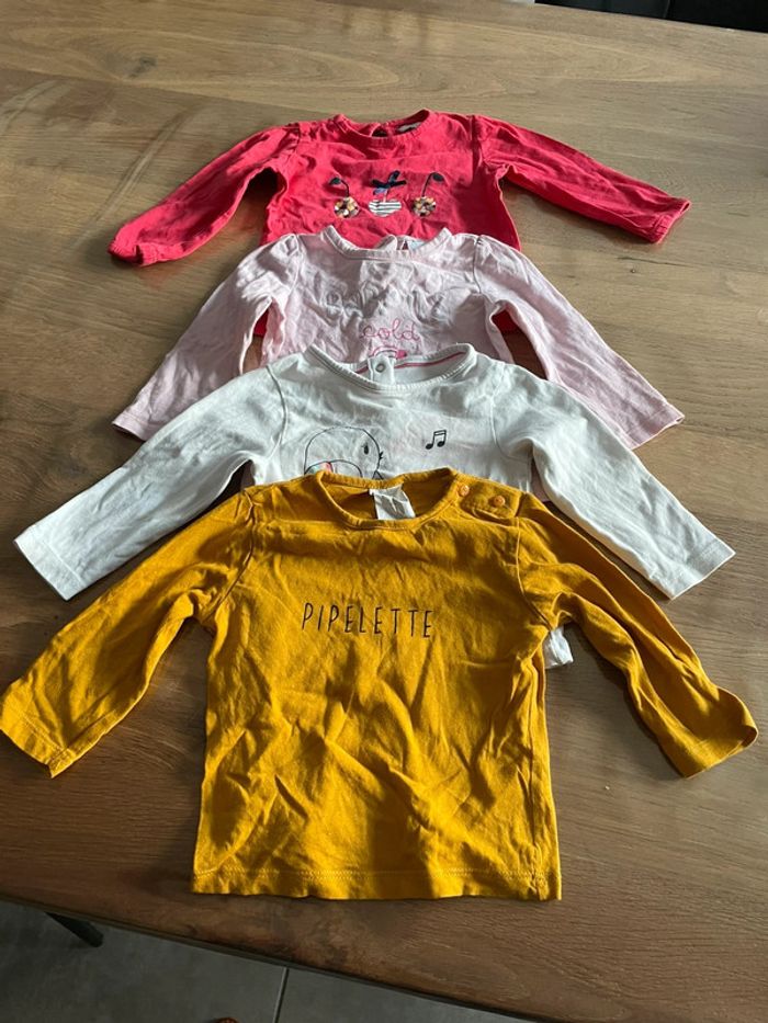 Lot de 4 tee shirts fille 12 mois