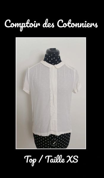 Top / haut blanc col claudine Taille XS Comptoir des cotonniers