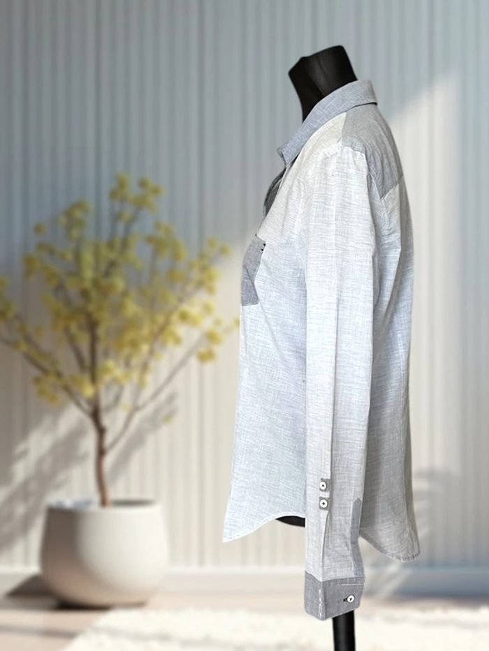 Chemise chic casual – bleu clair chiné et bleu acier - photo numéro 2