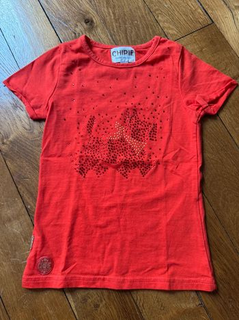 T-shirt chipie fille 2-3 ans neuf rouge corail