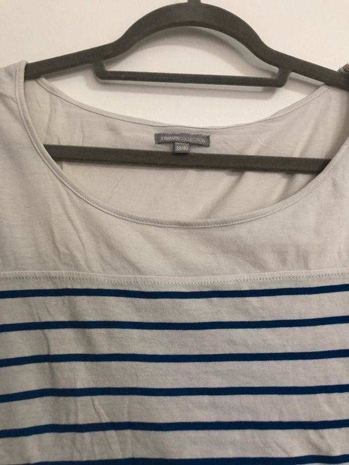 Superbe beau t-shirt marinière 3 suisses taille 38/40 - photo numéro 3