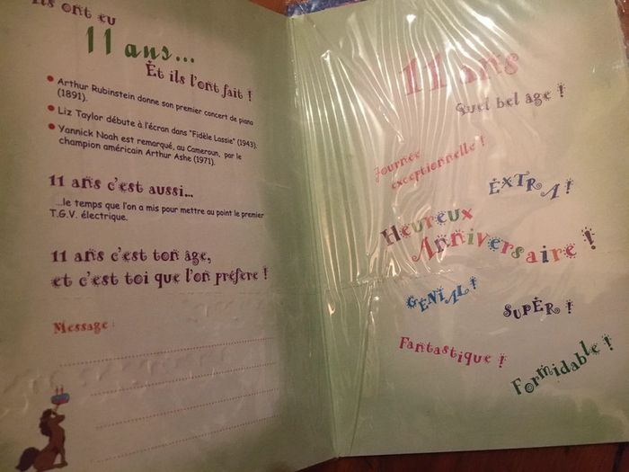 Carte d’anniversaire 11 ans avec enveloppe - photo numéro 3