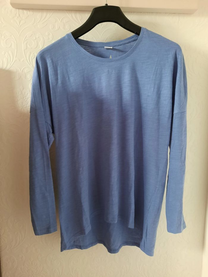 T-shirt manche longue bleu simple - photo numéro 3