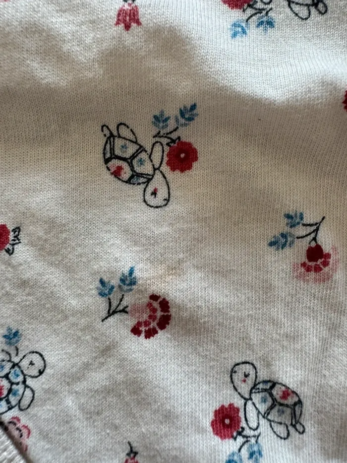 Body blanc motifs fleurs et tortues Sergent Major 12 mois BE - photo numéro 4
