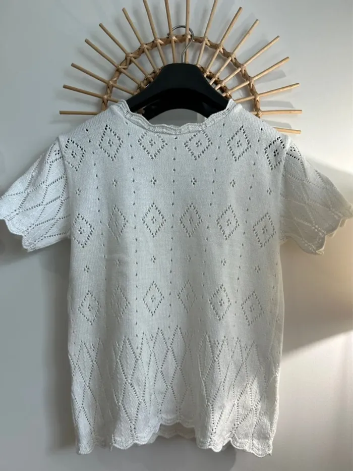Pull tricot ajouré broderies Mango - photo numéro 3