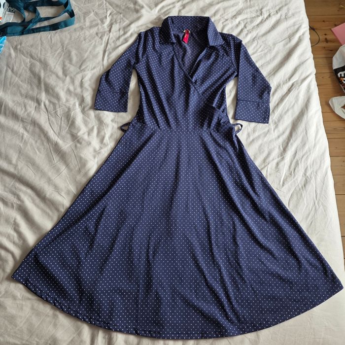 PHARD Robe Patineuse Polyester Bleu Marine à Pois Taille S