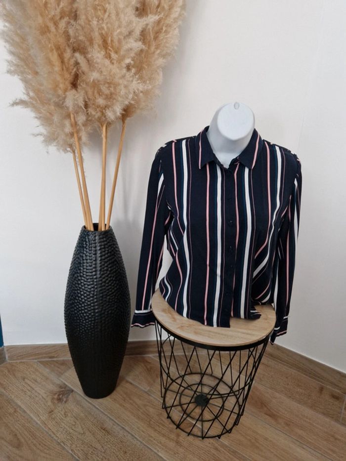 💙 Chemise bleue rayée rose et blanc Pimkie S