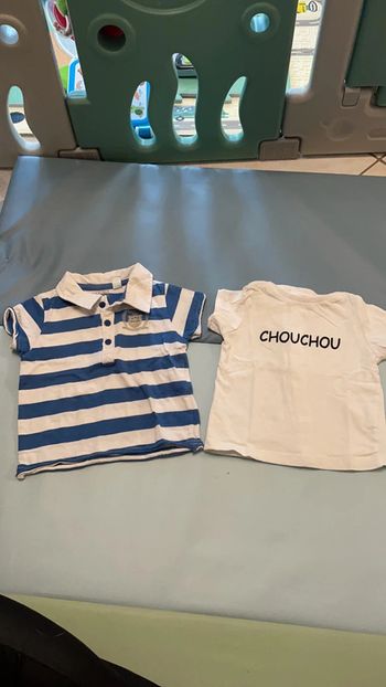 Lot de 2 hauts manches courtes 6 mois