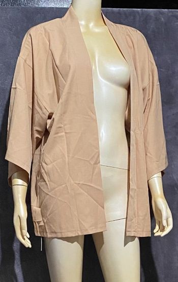 Veste kimono manches courtes et sans bouton beige taille unique