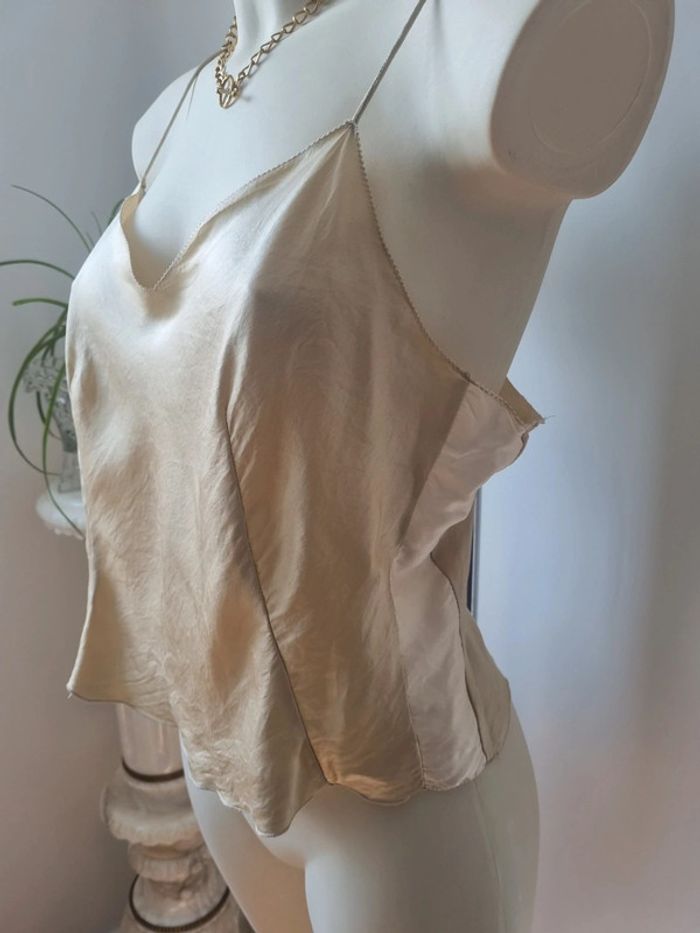 Top 100 % soie doré vintage - photo numéro 2