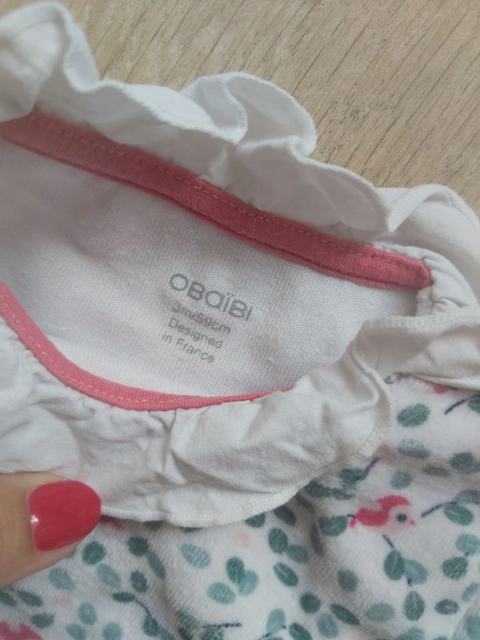 Grenouillère/pyjama avec col en velours fille Obaibi 3 mois (78) - photo numéro 2